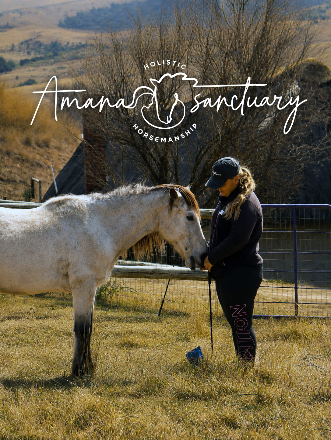 Young adult working with a horse during farm learning