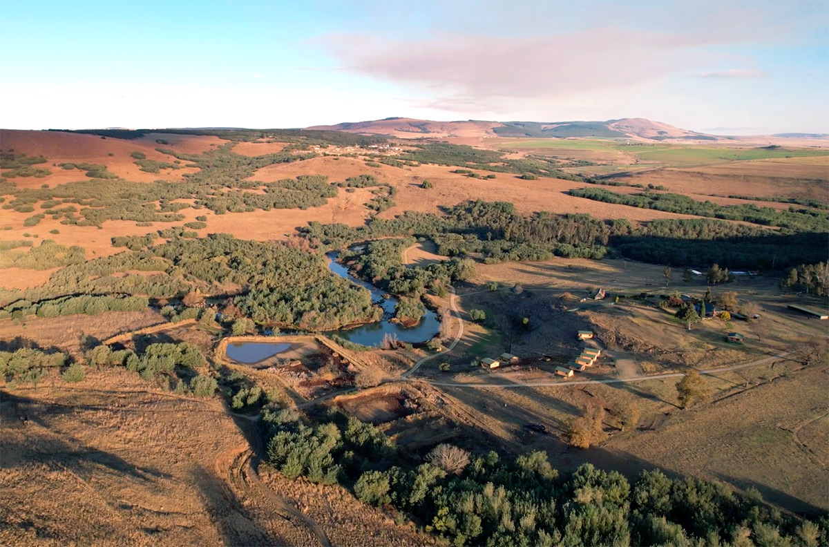 Aerial view of Waterhoek farm and river