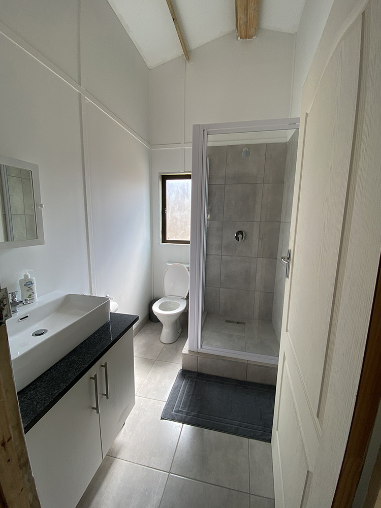 1-Bedroom Riverside Cabin 3: Ahava - Bathroom with walk-in shower