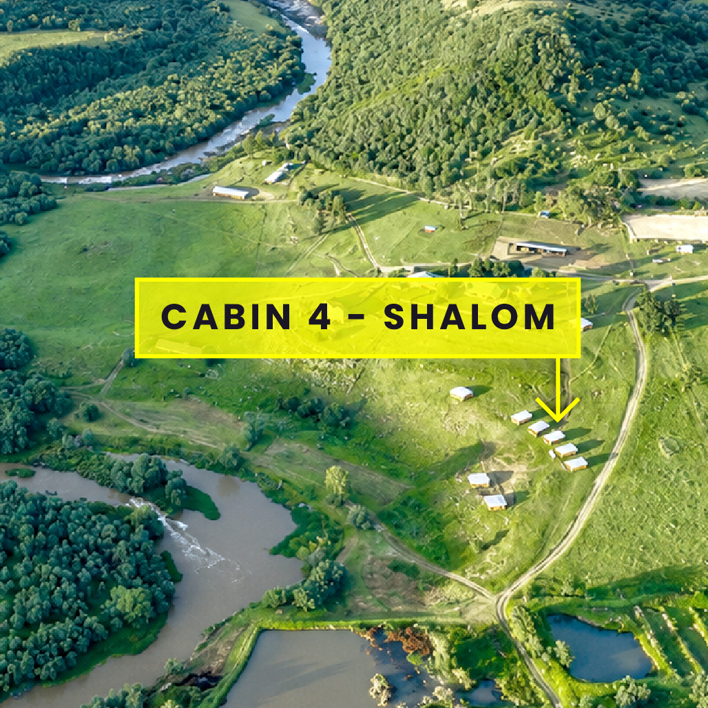 1-Bedroom Riverside Cabin 4: Shalom - Location on farm map