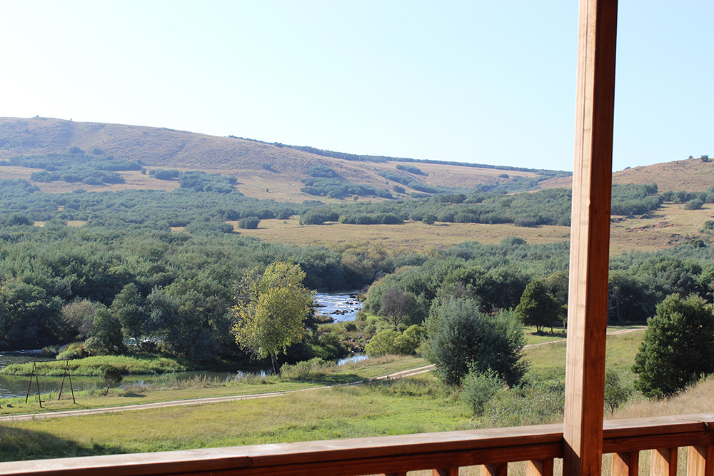 1-Bedroom Pet-Friendly Riverside Cabin 6: Ruach - Deck view over the river and hills
